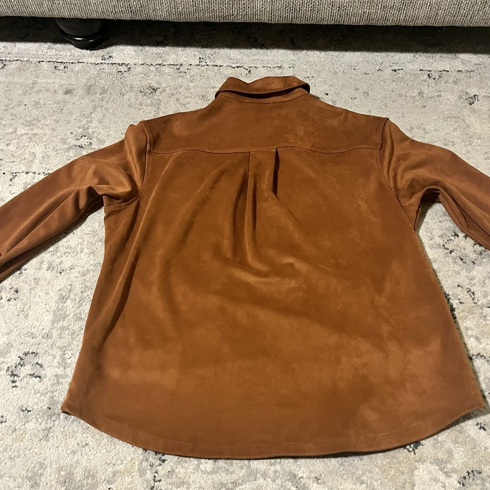 Cleo + Wolf Women's Faux Suede Shacket Western Cowgirl Shirt Jacket Size S Brown - Picture 7 of 8